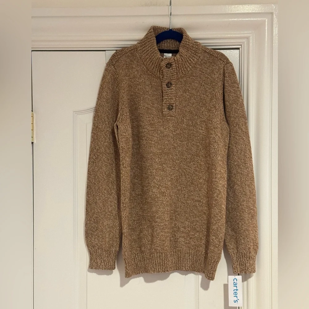 NWT Carter's‎ Boys Mockneck 100% Cotton Sweater Thanksgiving Holiday Winter Fall